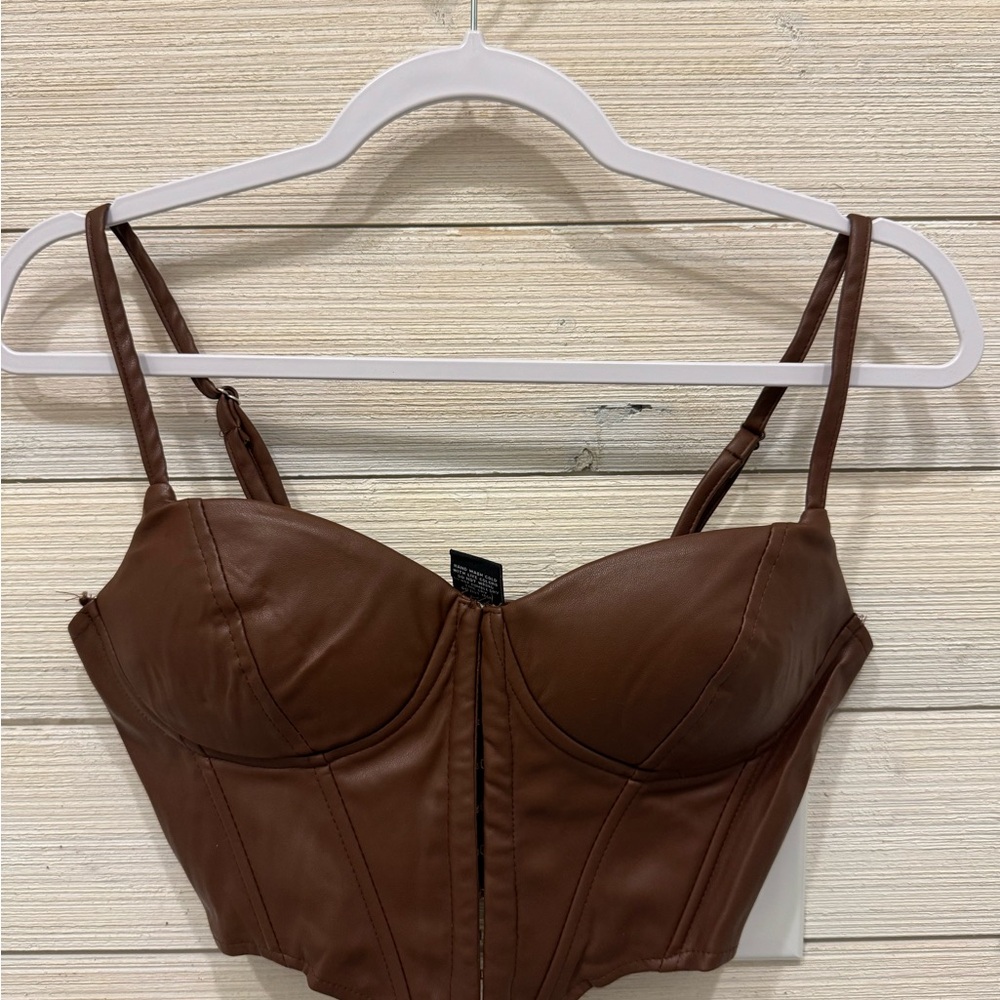 Windsor Chocolate Faux Leather Bustier